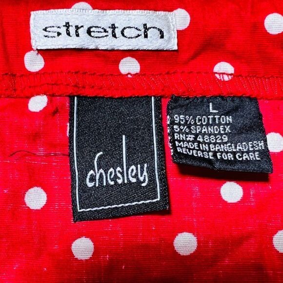 Vintage Y2K Twee Pin Up Red & White Polka Dot A Line Midi Dress / Size: Large - Picture 4 of 4